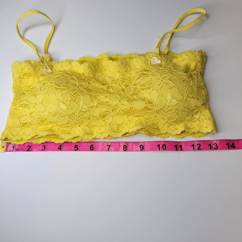 Sexy Yellow Bralette Crop Top Lace Bandeau Adjustable Straps Removable Pad - NEW - Picture 3 of 10